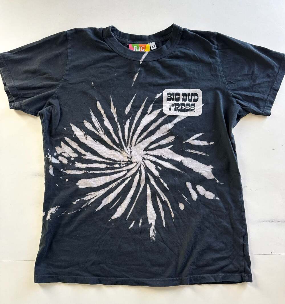 Big Bud Press Black Tie-Dye Sunburst Logo Graphic T-Shirt Size XS